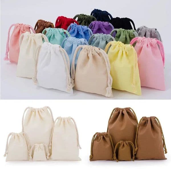 XSSML Multi Size Drawstring Cotton Drawstring Bag Diy Bag Home Dust Storage Bag Wedding Christmas Gift Packaging Bag 251020