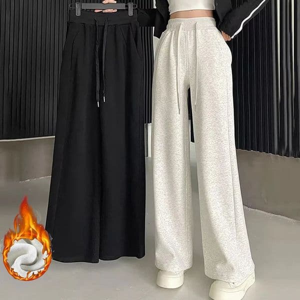 Women Basic Whitegray Black Elastic Sports Trousers Lady Wide Leg Straight Pants Female Versatile High Waisted Sweatpants 251015