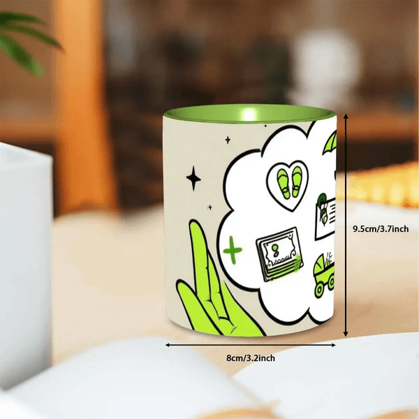 11oz Two-Tone Ceramic Mug | Custom Printed Classic Cylinder Cup | Microwave Safe Coffee Mug | Gift for Coffee Tea Lovers