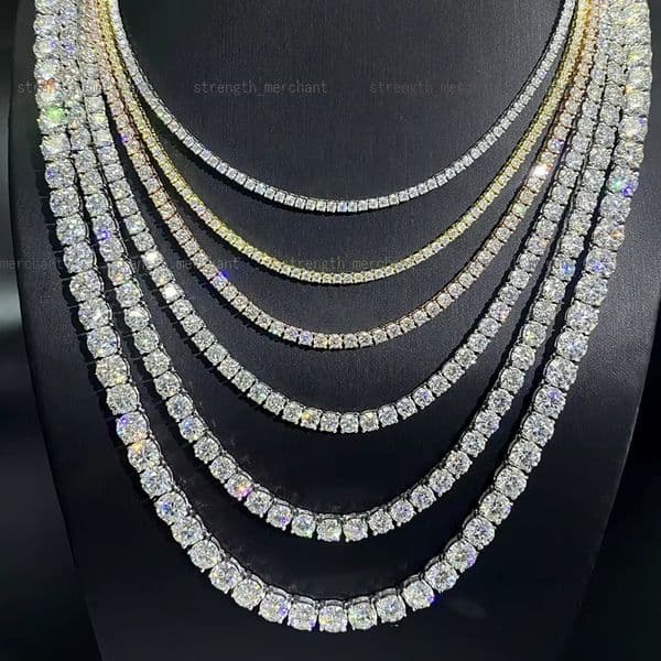 Custom Tennis Chain Jewellery 925 Sterling Silver 2 mm 3 mm 4 mm Z Mosaic Diamond Tennis Necklace Adjustable