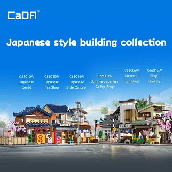 Cada Japanese Sushi HouseBricks Shop LED Japanese Steamed Bun House Building Blocks Summer Cafe cada Toy Street View Series set X251029