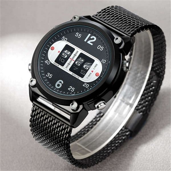Creative Design Men's Fashion Stainless Steel Mesh Strap Roller Quartz Watch