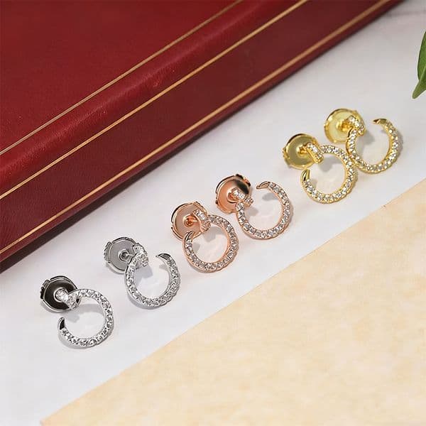 Luxury crystal nail earrings classic brand love earrings fashionable C-shaped stainless steel designer jewelry for women's Christmas gifts