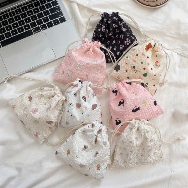 Cute Bear Cartoon Drawstring Bags Women Drawstring Packaging Pocket Cosmetic Bag Makeup Bag Large Capacity Coin Purse Coin Pouch 251020