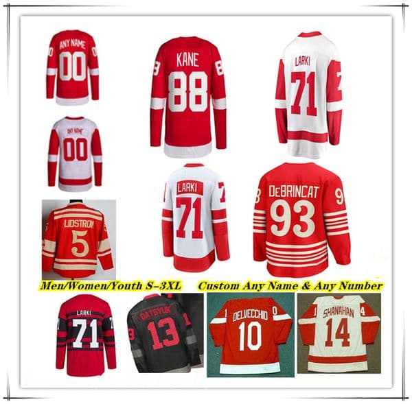 71 DylanLarkin Hockey Jersey RedWings Patrick Kane Alex DeBrincat Emmitt Finnie Lucas Raymond J.T. Compher Moritz Seider Mason Appleton Jonatan Berggren Edvinsson