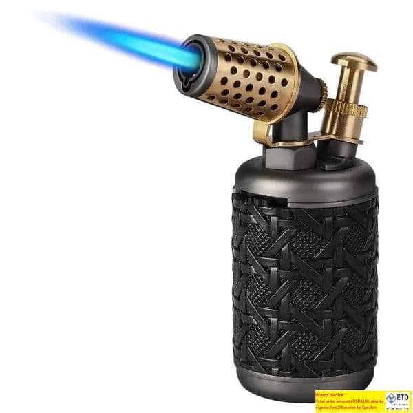 Torch Lighter Refillable Butane Cool Luxury Vintage Isqueiro Adjustable Blue Jet Flame Cooking Cigar Lighters No Gas Included LL