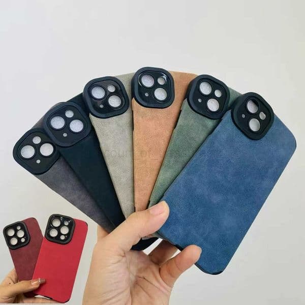 New Luxury Matte Silicone Leather Phone Case For iPhone 16 15 14 13 12 11 Pro Max Plus Soft Fabric Vintage Shockproof Full Cover M251029