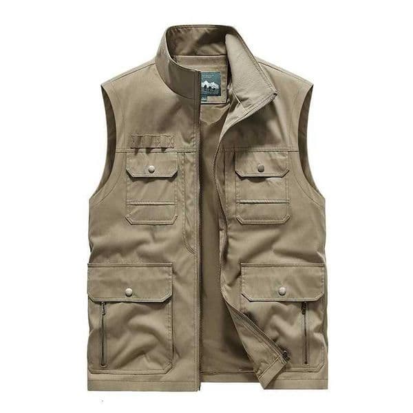 Mens Workwear Vest Autumn Outdoor Fishing Vests Multi Pocket Industrial Style Workwear Vest Loose and Simple Casual Trend Vest W251029