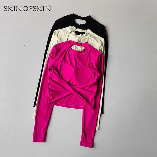 Sexy Back Sports Top for Women Autumn and Winter New Style Big Backless Yoga Suit Spicy Girl Long Sleeved Fitness TshirtXJ251029