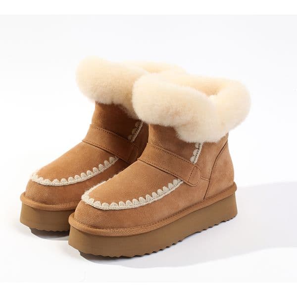 New snow boots with increased height thick sole retro tassel thick and warm casual wool short boots a wide range of styles