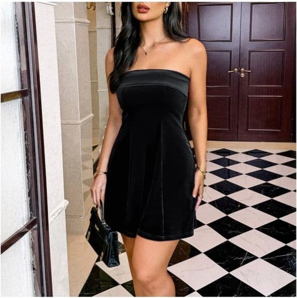 (856) Autumn and Winter New Elegant Tube Top Hip Skirt Dress Women's Clothing