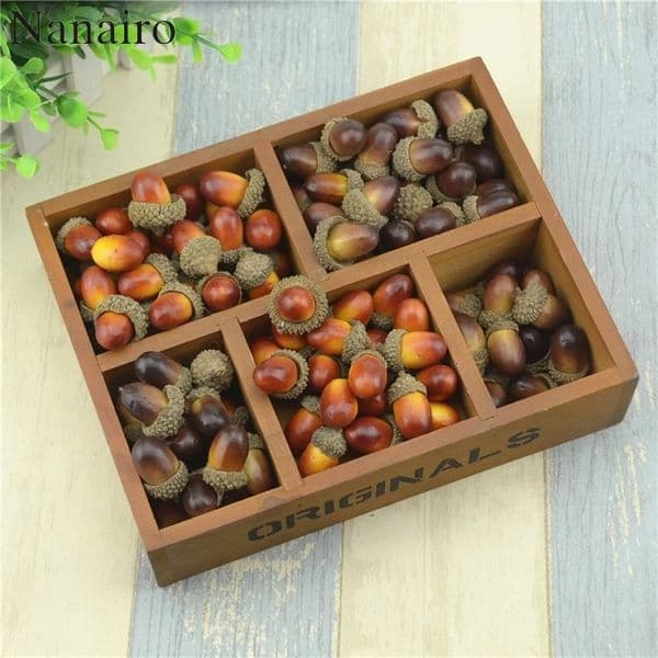20pcs 3cm Acorns Mini Artificial Foam Fruits and Vegetables Berries Flowers For Wedding Christmas Tree Decoration 251028BJ