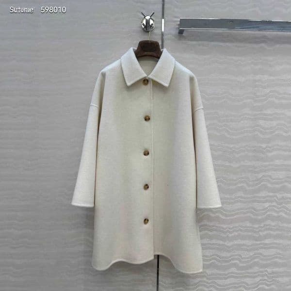 Women's Jackets Designer Autumn Winter New Fashion Simple Loose Elegant Lapel Single-Breasted Wool Coat K5ZI