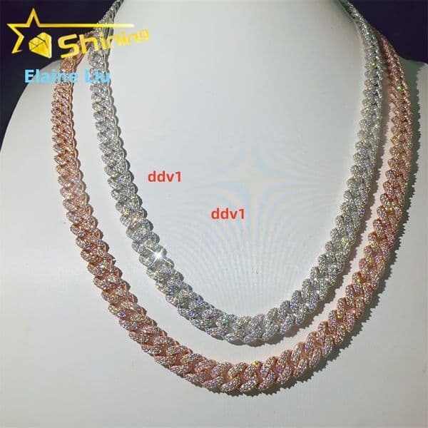 8MM Iced Out Custom 925 Sterling Silver Moissanite Hip Hop Fine Jewelry Diamond Miami Cuban Link Chain NecklaceDesigner style