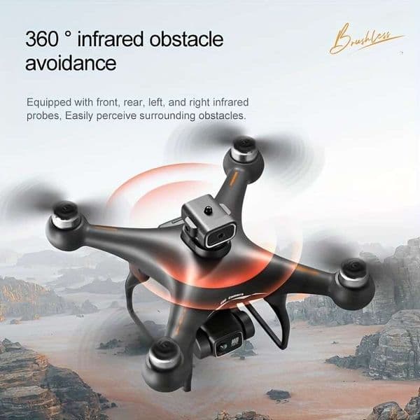Drone With Flow Positioning, Intelligent Obstacle Avoidance, Dual Adjustable HD Cameras, Long-Lasting Brushless Motor, 12-15 Min Flight Time, Compact Black