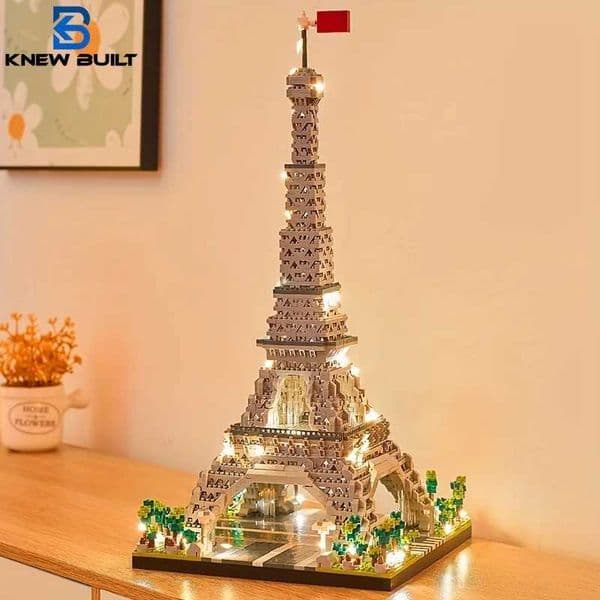 Knew Built Exquisite Paris Eiffel Tower Micro Mini Building Blocks Toys Set LED Illuminated Perfect Gift Illuminate Your World X251029