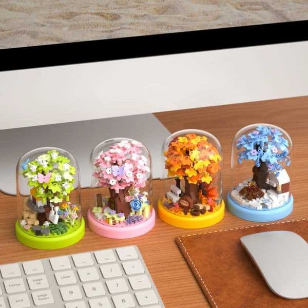 Valentines Day Gift Cherry Blossom Tree House Building Blocks Bouquet Puzzle Assembly Picture Toy Ornaments Z251029