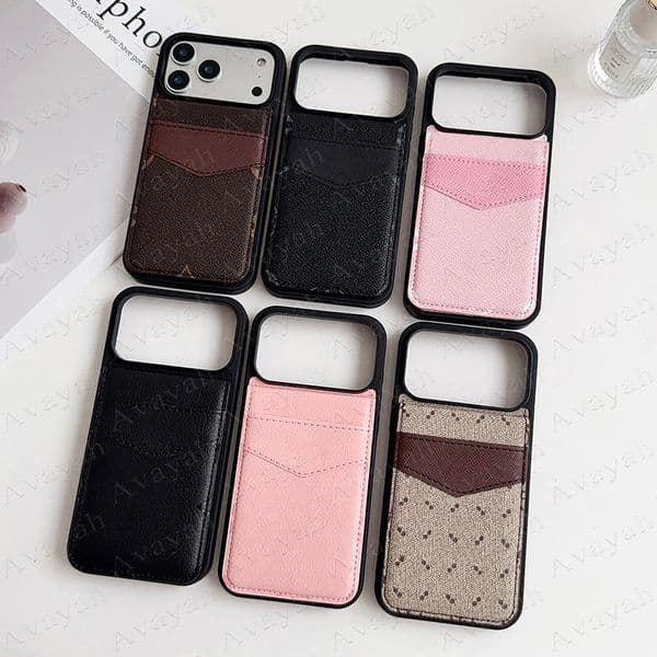 Luxury Flip Card Pocket Wallet Phone Case for iPhone 17 Air 16 15 14 Plus 13 12 11 Pro Max Leather Protection Anti-knock Designer Cover Samsung S26 Galaxy S25 S24 S23 Ultra