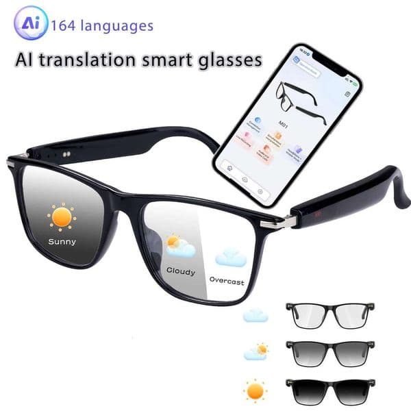 AI Glasses, With 160 Languages Real Time Translation Support, Chat GPT System, Hvesbsfsy New Multi-Functional Audio Glasses For Men Women, Built-In Microphone