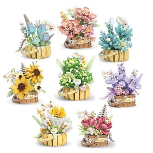 Flower Diamond Building Blocks Potted Rose Sunflower Plants Succulents DIY Assembled MOC Mini Brick Figure Toys for Home Decor X251029