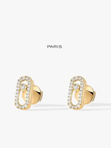 Lady sliding earrings single diamond designer earrings s925 silver earring sparkling stone gold plated 18K light luxury Gift temperament earrings jewe A711#