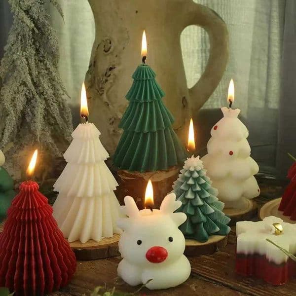 Scented Candles 3D Mold Christmas Tree Silicone Candle Geometric Pine Silicone Candle DIY Aromath Candle Soap Making Tools Craft W251030
