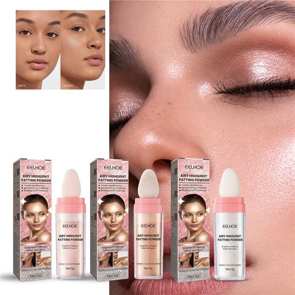 EELHOE Light Highlight Beat Powder White pink Brown Airy Highlight Patting Powder Moisturizing Bright Clap Best Face Powder