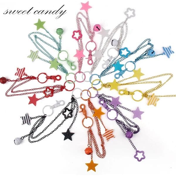 ITA bag decoration chain pendant acrylic pendant candy colored shiny star bell adjustable DIY bag decoration handmade products 251029BJ