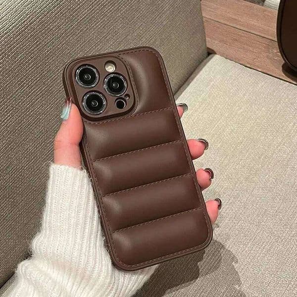 Down Jacket Fine Hole Silicon Case Iphone 16 15 14 13 12 11 XR XS Pro Max Plus Soft Protection Phone Cover For Winter