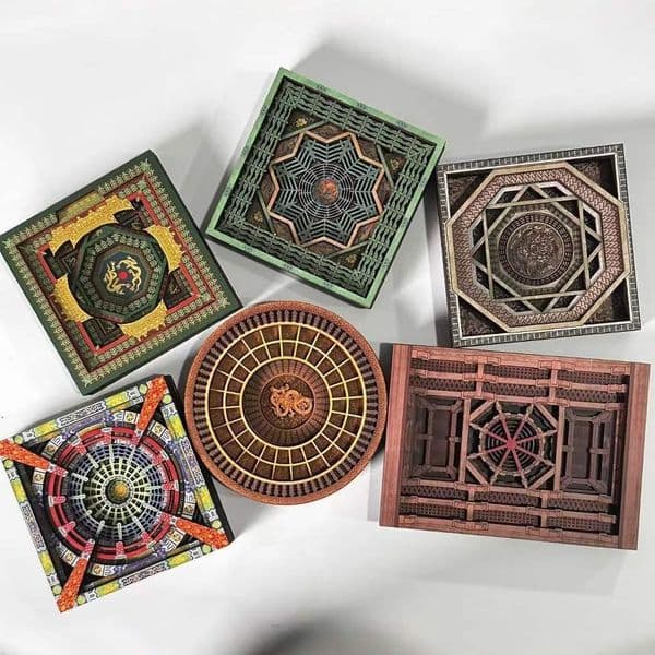 Ancient Top Ten Algae Well Series Five-Layer Wooden Tourist Magnetic Fridge Magnet Souvenir Cultural Creative Scenic Spot ddmynov