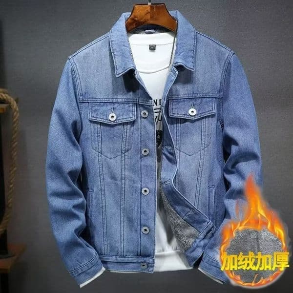2025 Designer Jacket Winter Fleece-lined Thickened Denim Jacket Men's Korean Style Trendy Loose Workwear Jacket Trendy Brand Top
