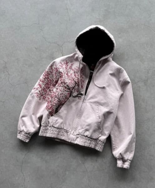 Harajuku Plum Tree Embroidered Oversized Pink Zipper Hoodies For Men and Women Y2K Gothic Fashion Retro Street Sweatshirts 251030