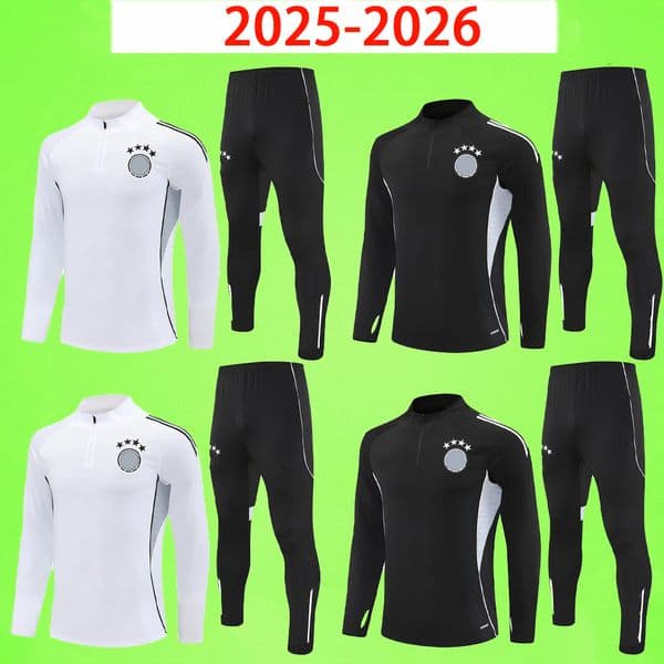 Kids + Men Kit New + Retro 2025 2026 GermanyS Training Soccer Jacket Suit football shirt top jersey kit long sleeve zipper wind coat tracksuit training suit black white