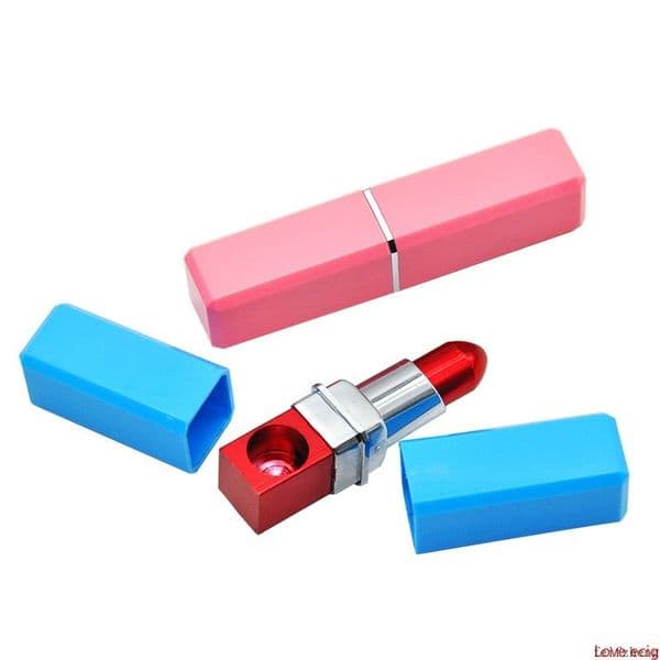Portable Lipstick Shaped Metal Smoking Pipes Tobacco Cigarette Women Mini Pipes Fashion Lip stick for Lady Girl Christmas Gifts 3 Colors DHL