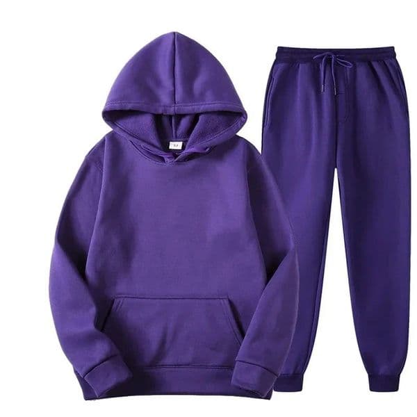 Men Women Tracksuit Hoodies Casual Solid Color Thick Pullover and Long Pant piece Set FallWinter Fleece Keep warm Sports Suit 251029