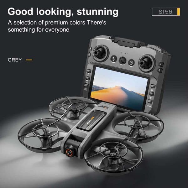 2025 Upgraded S156 FPV Quadcopter Drone With 4.92Inch HD Remote Screen, 360° Protection Brushless Motor No Phone Fpv, 8Gb SD Card - Professional UAV For Aerial