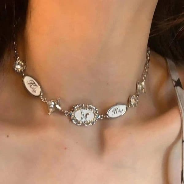 Trendy Gothic Vintage Harajuku Butterfly Crystal Choker Pendant Chain Necklaces For Women Charm Y2K Accessories Jewelry Gift 251028