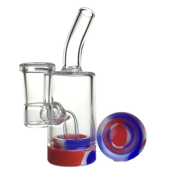 Goodsstore 4 Inch Glass Silicone Bong 10 ML Silicone Container Reclaimer 14mm Female Thick Glass Water Smoking Bongs Beaker Water Pipes