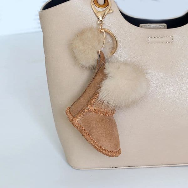 Fluffy Pompom Boot Shoe Keychain For Women Car Key Chain Bagpack Charm Accessories Pendant 251029BJ