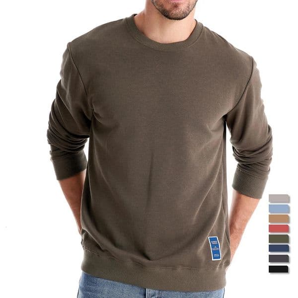 AIOPESON Cottonblend Mens Crew Neck Solid Color Sweatshirts Pullover Casual Sport Sweatshirt for Men 251029