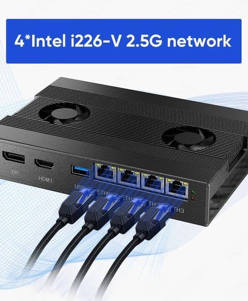 Topton Solid Aluminum NAS Mini PC 4x25G LAN Intel i58250U i38130U 2xNVMe SATA30 TF SIM pfSense Proxmox Firewall Home Server