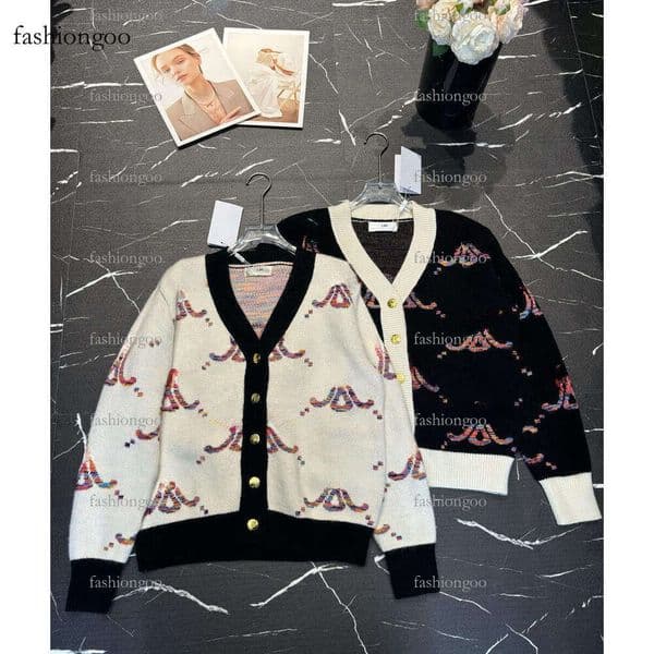 Fashion Designer Knitted Cardigan with Colorful Brand Print Pattern Design Cardigan Jacket Fashionable Casual Suitable for Autumn Travel Versatile Top