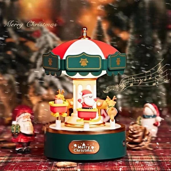 Christmas Carousel Music Box Gift Night Light for Indoor Bedroom Living Room XMas Musical Figurine Collectible Office 251030