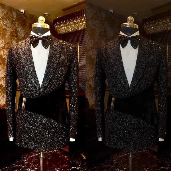 Sparkly Man Tuxedos Sequins Sashed 1 Piece Set Jacket Men Suit Exquisite Shawl Lapel Evening Wedding Groom Coat Customized