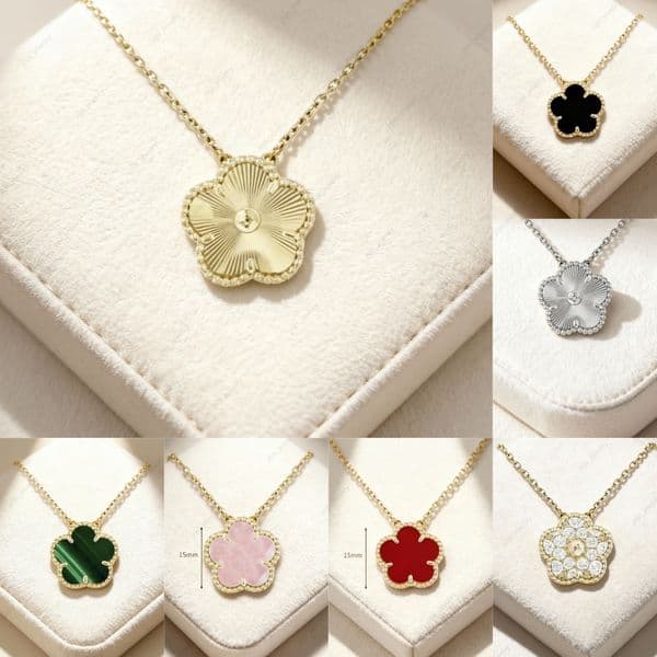 luxury moissanite pendant necklace mother of pearl clover lucky flower designer jewelry for women t quality gift for wife mother her wholesale