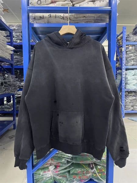 VTG Saint Letter Print Washed Hoodie Cotton Casual For Men Women Hip Hop Oversize High Street Damaged Hole Streetwear 251029