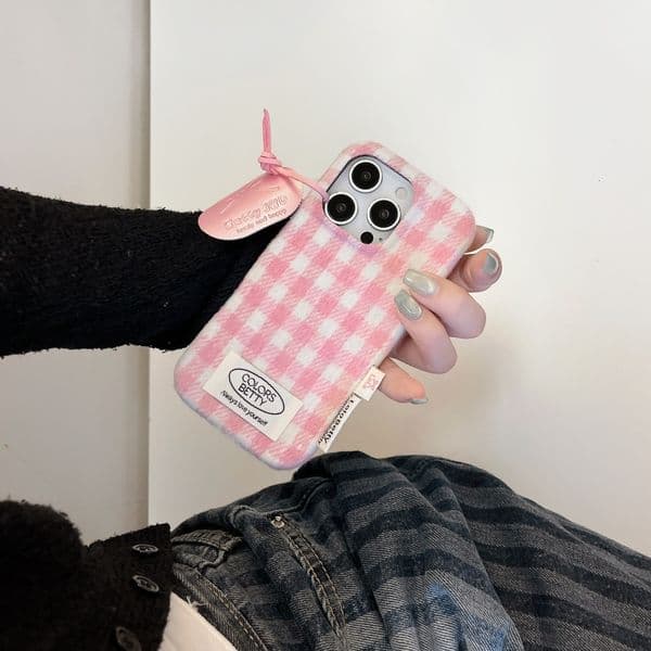 Velvet Color-Block Phone Case Compatible with iPhone 17/16 Pro Personalized Tag Case 15/14 Protective Cover