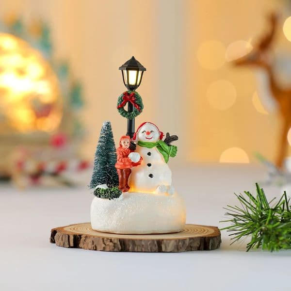 Cute Christmas Statue With Led Lights Country Scene Table Decoration Interior Gifts 251028BJ