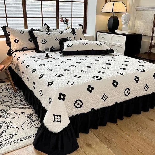 Four-season Bed Skirt Lace Thickened Bed Sheet Four-piece Set Quilted Non-slip Bed Cover Single Piece Three-piece Set Tatami Mattress Blanket