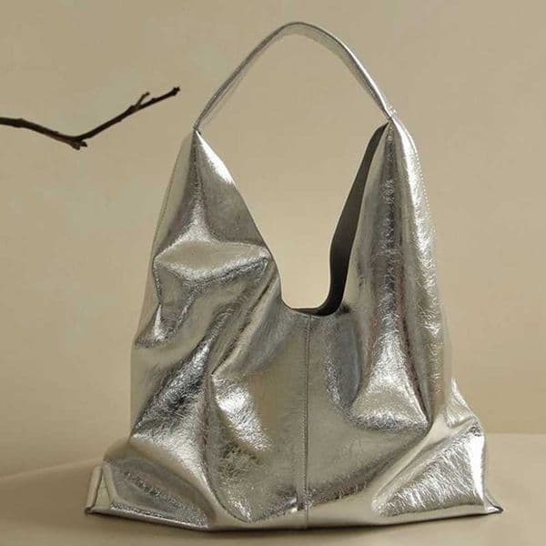 Large Capacity Silver Hobos Bags for Women and Designer Luxury Brand Shoulder Shopping Handbags 2023 New in Soft Tote PU LeatherXJ251031